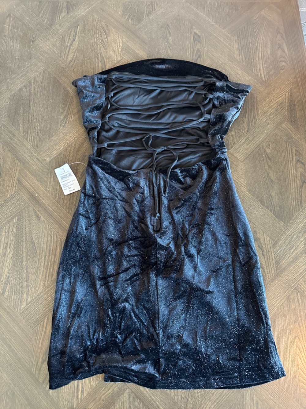 NWT Windsor Seraphina Glitter Velvet Lace-Up mini dress size XL - Picture 7 of 8